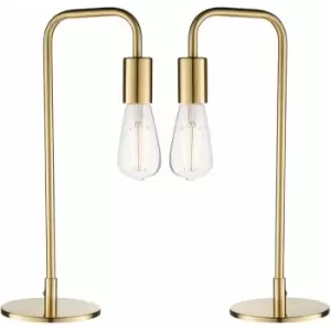 Image of 2 pack Modern Hangman Table Lamp Brass Industrial Arm Bedside Desk Light Base