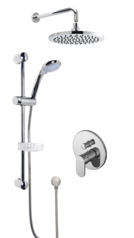 Image of Balterley Concealed Round Manual Valve Multi Function Slide Rail Kit Arm Head Silver