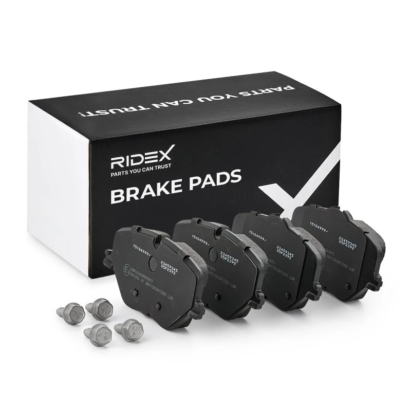Image of RIDEX 402B2284 Brake pad set prepared for wear warning indicator, with accessories, with brake caliper screws Brake Pad Set,disc brake (402)