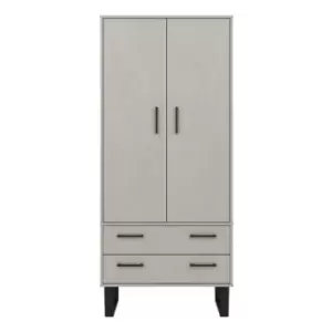 image of 2 Door, 2 Drawer Wardrobe Grey Wax Finish