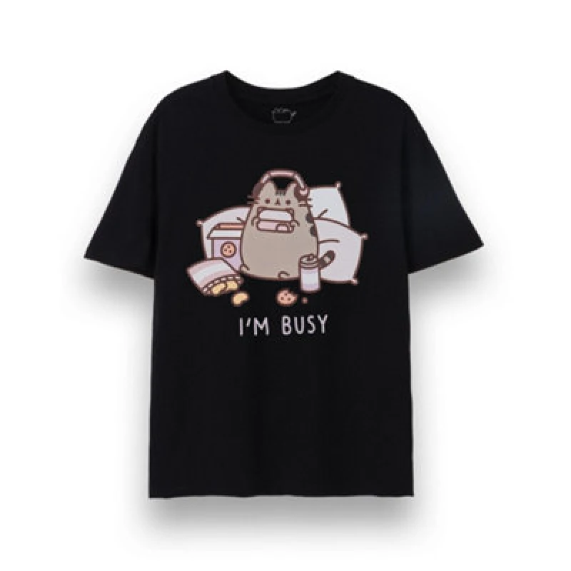 Image of Pusheen Pusheen Short Sleeved T-Shirt in Black Size: 3X-Large Black XXXL Unisex 5063203035854