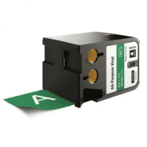Image of Dymo 1868785 White on Green Label Tape 54mm x 7m
