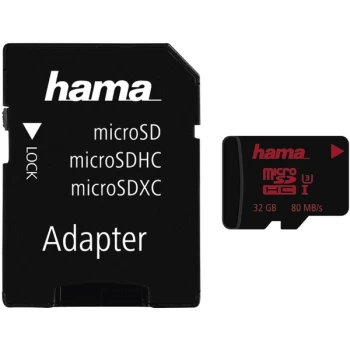 Image of Hama microSDHC 32GB UHS Speed Class 3 UHS-I 80MB/s + Adapter/Photo