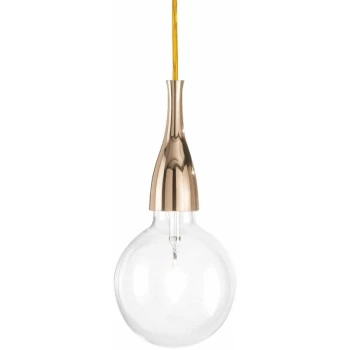 Image of Ideal Lux Lighting - Ideal Lux Minimal - 1 Light Ceiling Pendant Gold, E27