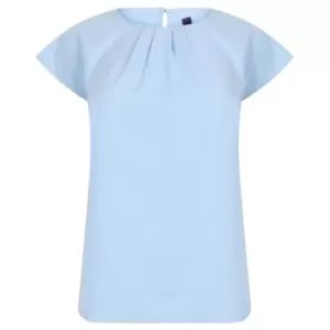 image of Henbury Womens/Ladies Pleated Blouse (22 UK) (Light Blue)