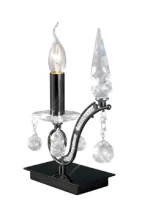 image of Tara Table Lamp 1 Light Black Chrome, Crystal