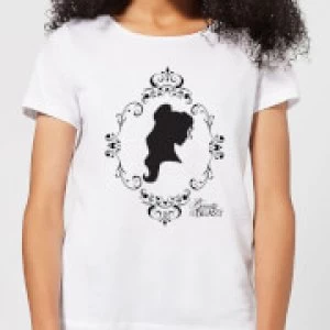 Image of Disney Beauty And The Beast Belle Silhouette Womens T-Shirt - White