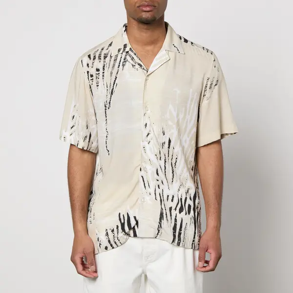 Image of BOSS Orange Rayer Printed Woven Shirt - M Beige Shirts male 50513241-272 M