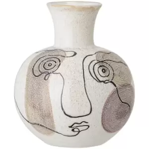 image of Bloomingville Face Stoneware Vase - White