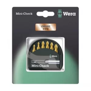 image of Wera 05073538001 Classic Mini-Check Titanium-Coated Pozidriv Bits,...