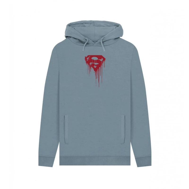 Image of Superman Mens Official Drip Shield Hoodie in Mid Blue Size: Small Mid Blue Male S