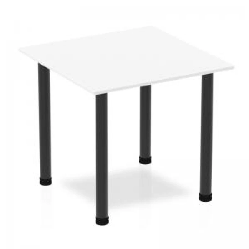 Image of Dynamic Impulse 800mm Square Table White Top Black Post Leg BF00362