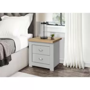 image of Birlea Highgate 2 Drawer Bedside Grey And Oak