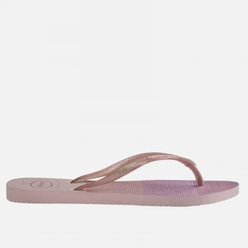 Image of Havaianas Girls Slim Palette Glow Flip Flops - Lilac - UK 3-4 Kids