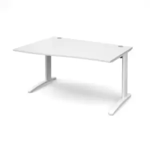 Image of Office Desk Left Hand Wave Desk 1400mm White Top With White Frame TR10