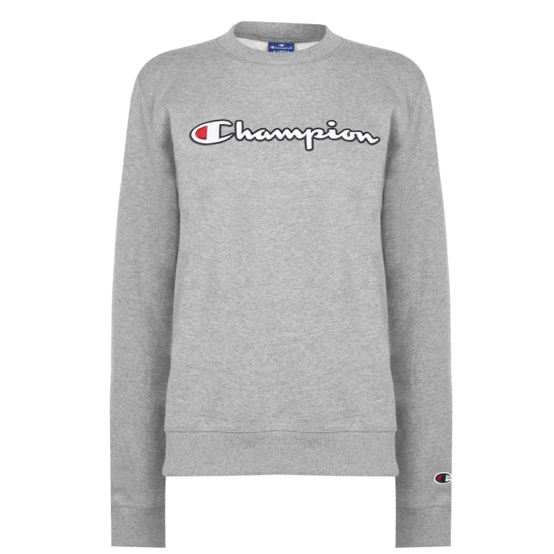 Image of Champion Script Crew Neck Sweatshirt - Grey Grey 8