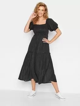 Image of Long Tall Sally Sparkly Bardot Shirred Dress - Black, Size 12, Women