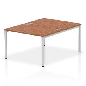 image of Impulse Bench B2B 2 Person 1200 Silver Frame Office Bench Desk Walnut