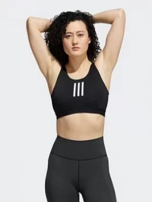 Image of adidas Dont Rest Medium-support 3-stripes Bra, Black/White, Size L, Women