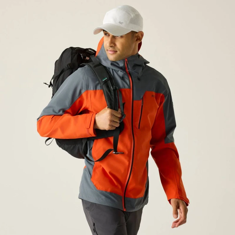 Image of Regatta Mens Highton Stretch Waterproof Shell in Orange Size: XL Orange Male XL