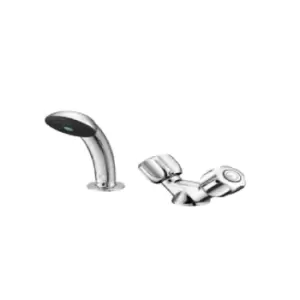 image of Armitage Shanks Starlite Hairdressers Washbasin Mixer 1 Hole with Metal Handles, Flexible 1.5m Hose, Handspray and Metal Sleeve Inlets Plain 10mm Copp