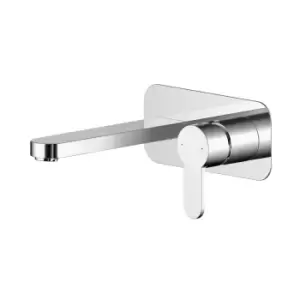 Nuie Arvan Wall Mounted 2 Tap Hole Basin Mixer With Plate - Chrome