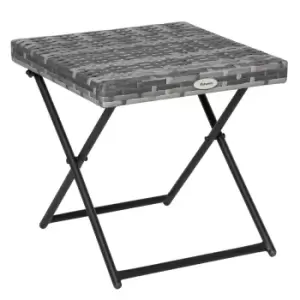 Image of Foldable Rattan Coffee Table Square Design with Steel Frame, Grey