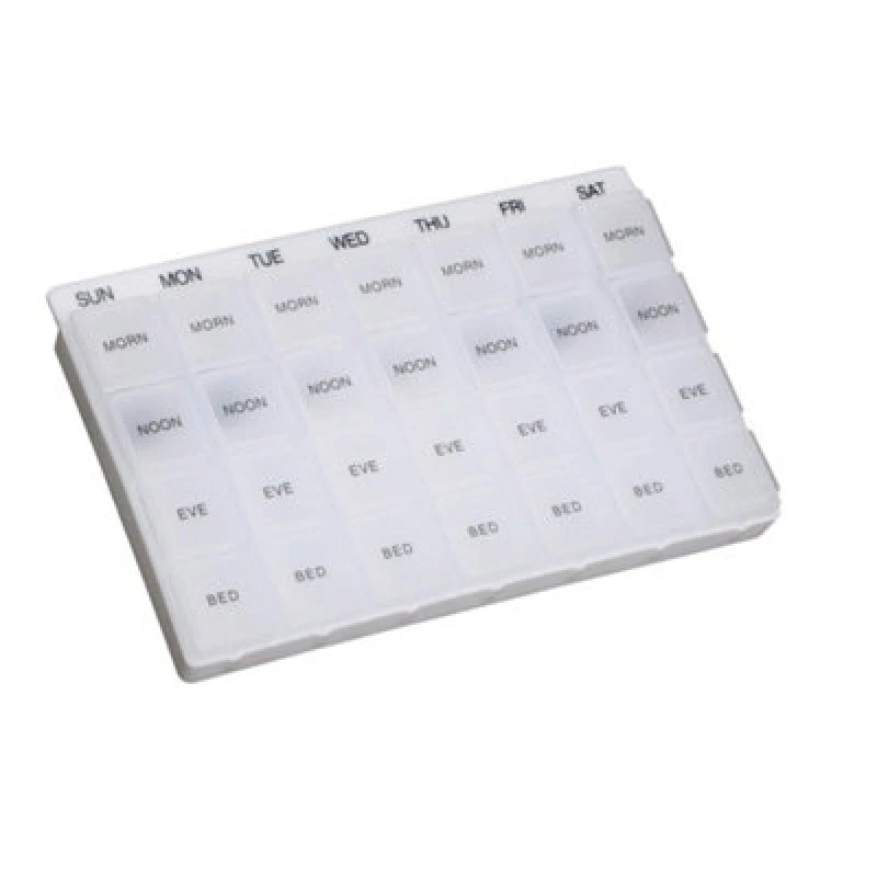 Image of Loops Week Day Multi Pill Dispenser - 7 x 4 Compartments - Flip Top Lids Tablet Holder Multi