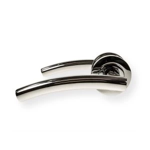 image of LocksOnline Curve Lever Door Handle on Round Rosette