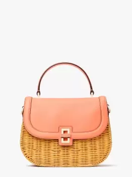 Image of Kate Spade Gracie Wicker Medium Top, Handle Bag, Pink Moon Multi, One Size