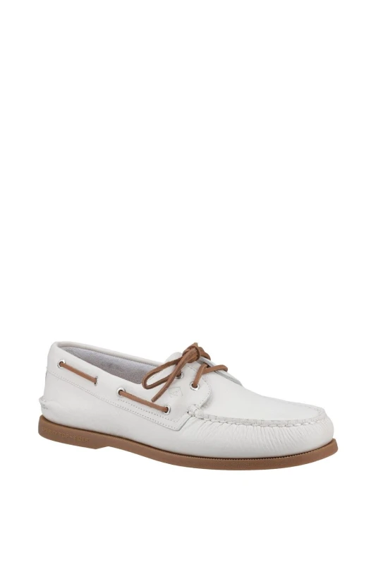 Image of Sperry Men Authentic 2 Eye Boat Shoe in White Size: 10 White 10 Male 627756016217