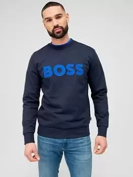 Image of BOSS Stadler 84 Large Logo Sweatshirt, Dark Blue, Size 2XL, Men