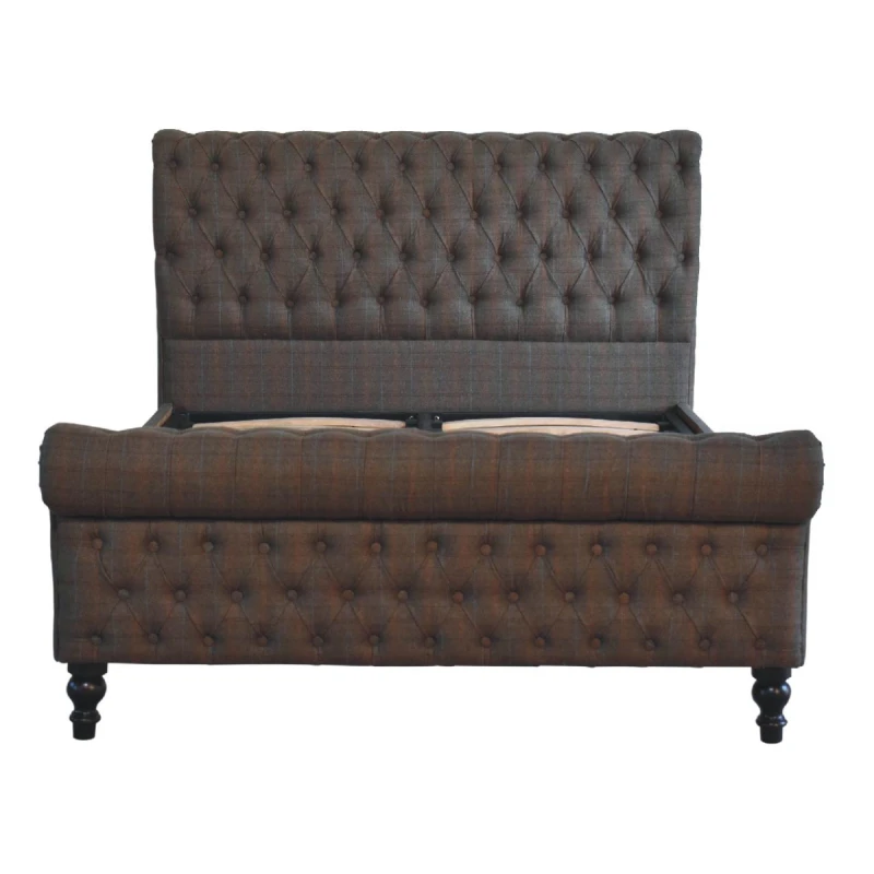 Image of Artisan Furniture Artisan Furniture Solid Wood Multi Tweed Bed, Brown