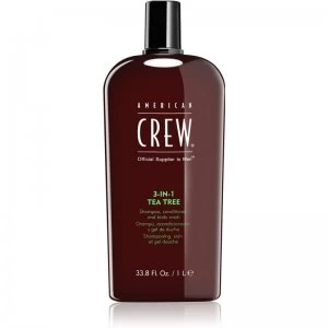 image of American Crew Tea Tree 3-in-1 Shampoo, Conditioner & Body Wash 1000ml