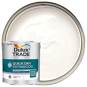 Image of Dulux Trade Quick Dry Satinwood Pure Brilliant White 2.5L