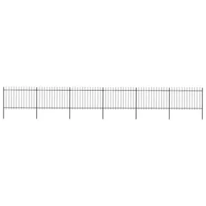 image of Vidaxl Garden Fence With Spear Top Steel 10.2X1.2 M Black