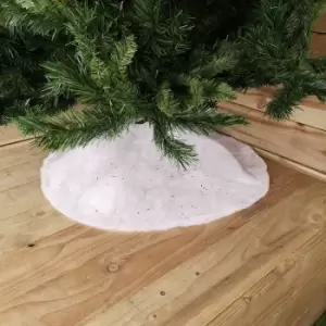 Image of Christmas Snow Tree Blanket Tree Skirt 100cm Diameter With Silver Star Glitter