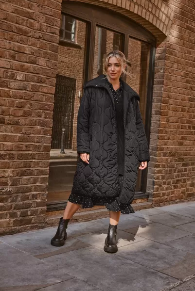 image of Quilted Funnel Neck Coat