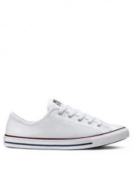 image of Converse Chuck Taylor All Star Dainty Canvas Ox Plimsolls - White/Red/Blue, Size 5, Women