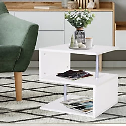 image of Homcom Coffee Table Organizer with 2 Drawers White 500 x 500 x 500 mm