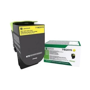 Image of Lexmark 71B20Y0 Yellow Laser Toner Ink Cartridge