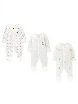 image of Joules Baby Unisex 3 Pack Duck Babygrows - White, Size Age: 3-6 Months