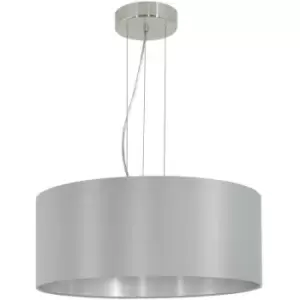 Image of Eglo Maserlo - 3 Light Round Ceiling Pendant Satin Nickel Grey, E27