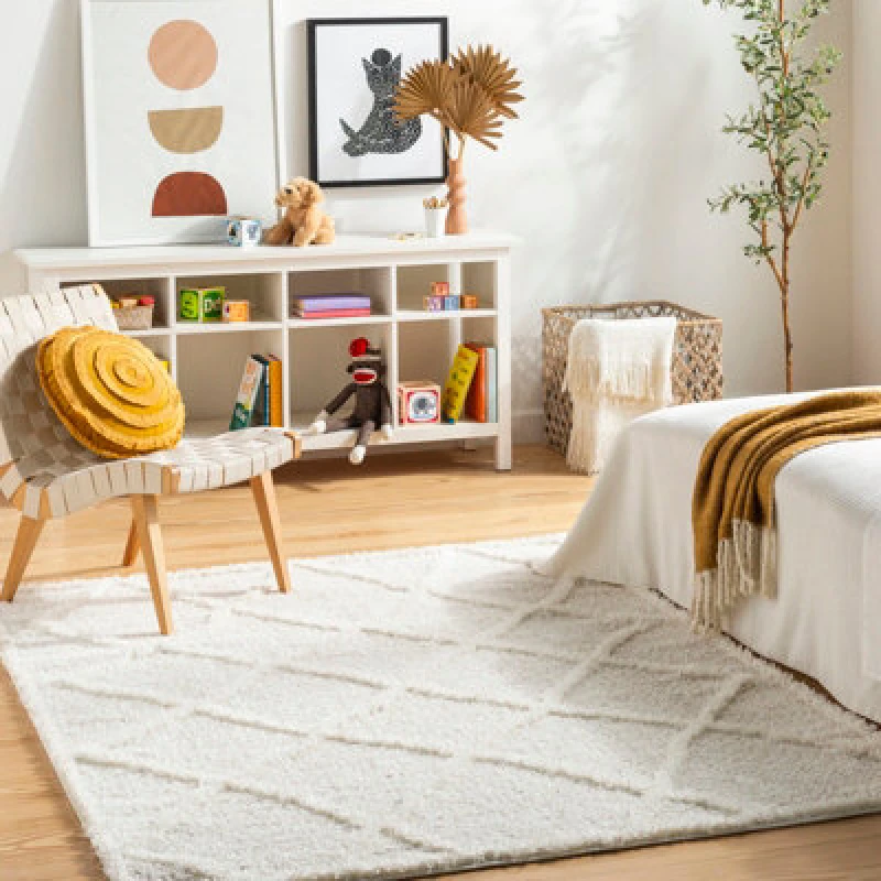 Image of Livabliss Shaggy Modern Plush Pile Cream Sumaya Area Rug 160 X 213cm - Easy Care, Non Shedding, Ideal For Living Room & Bedroom