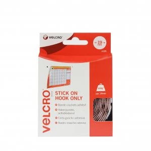 image of VELCRO 125 White Hook Only Stick On Coins 19mm