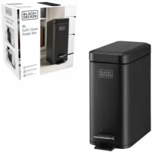 Image of Black&decker - BLACK+DECKER BXBN0007E 5L Pedal Bin with Soft Close Lid, Stainless Steel, 30cm x 14cm x 29cm