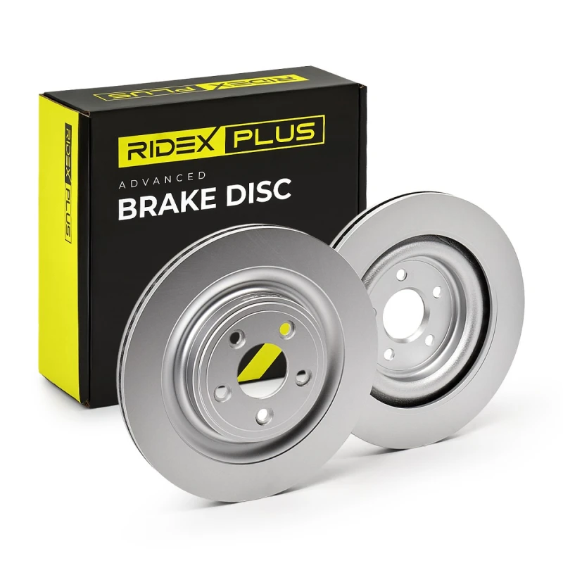 Image of RIDEX PLUS 82B0534P Brake disc Rear Axle, Vented, Grey Cast Iron, Coated, High-carbon, without bolts/screws Grey Cast Iron Brake Disc (82)