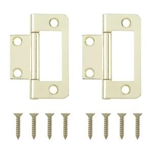 image of Brass effect Metal Flush hinge Pack of 2