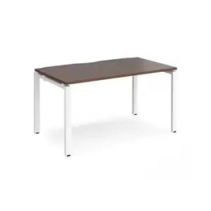 image of Bench Desk Single Person Starter Rectangular Desk 1400mm Walnut Tops With White Frames 800mm Depth Adapt