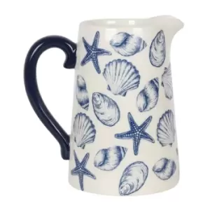 image of 17cm Coastal Charm Seashell Ceramic Flower Jug